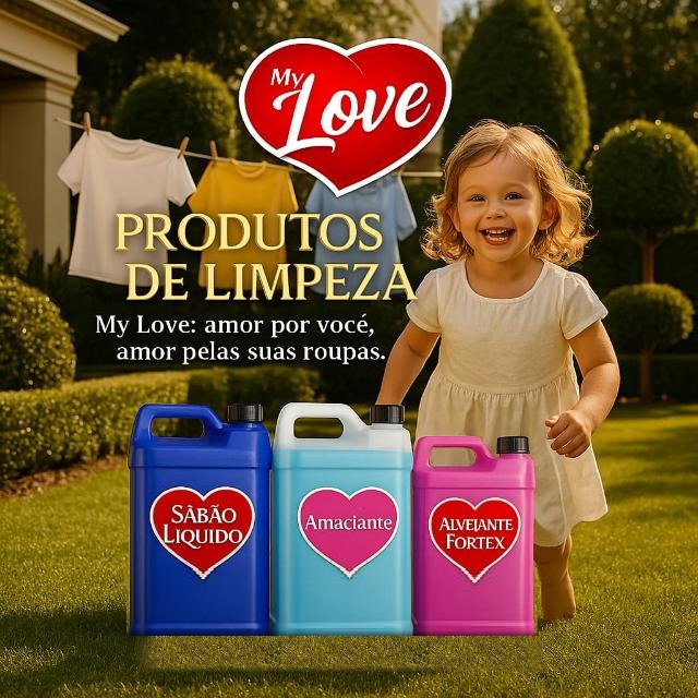 My Love: sabão líquido, amaciante e alvejante Fortex